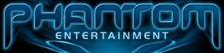 Phantom Entertainment logo — glowing blue 'PHANTOM ENTERTAINMENT' wordmark