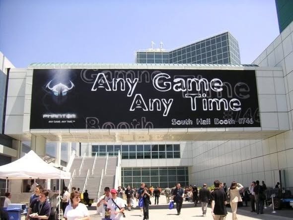 Any Game Any Time billboard outside the E3 convention center